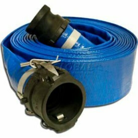 APACHE 1-1/2"  x  50' PVC Lay Flat Discharge Hose Coupled w/ C x E Poly Cam & Groove Fittings 98138019